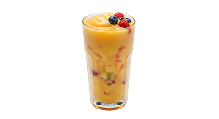Refreshing Fruit Smoothie with Mango Kiwi and Berries in Tall Glass