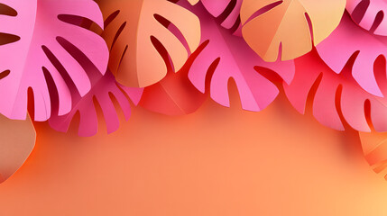 Colorful paper leaves create vibrant tropical background design