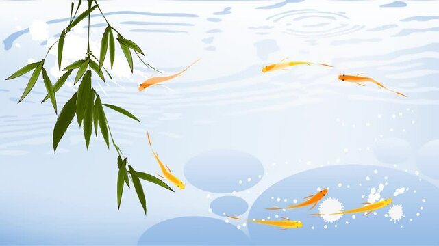 School of fish swimming in a circle. Looping animation.