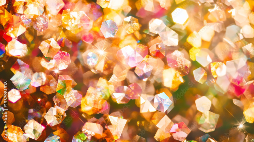 Wall mural vibrant sparkling background with colorful bokeh and light reflections