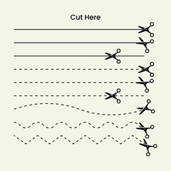 Obraz premium Scissor cut the line cut here sign graphic design