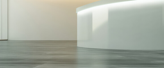 Fototapeta premium Modern interior design features minimalistic reception area and smooth flooring