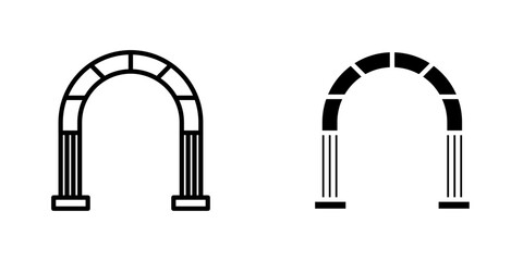 Archway flat Icons in line outline and flat solid style on white background