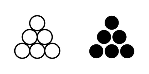 Ball pile flat Icons in line outline and flat solid style on white background