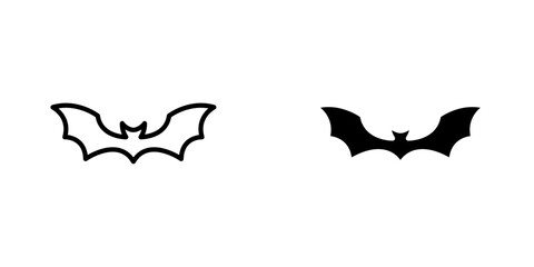Bat flat Icons in line outline and flat solid style on white background