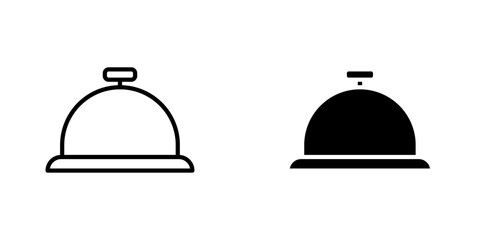 Bell concierge flat Icons in line outline and flat solid style on white background
