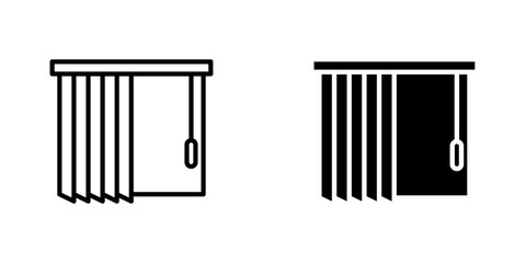 Blinds open flat Icons in line outline and flat solid style on white background