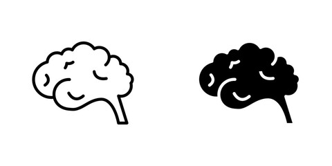Brain flat Icons in line outline and flat solid style on white background