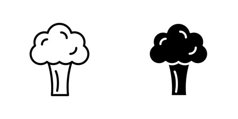 Broccoli flat Icons in line outline and flat solid style on white background