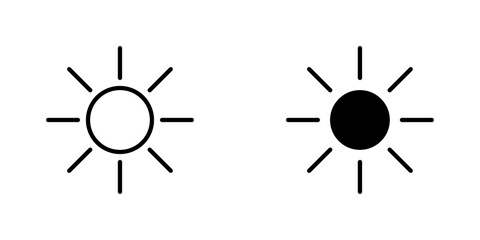 Brightness flat Icons in line outline and flat solid style on white background