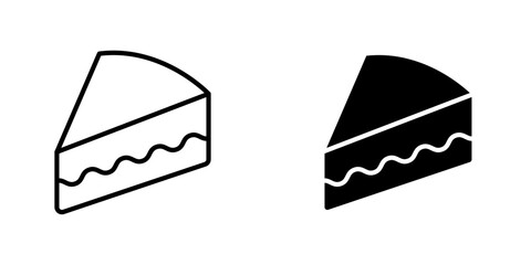 Cake-slice flat Icons in line outline and flat solid style on white background