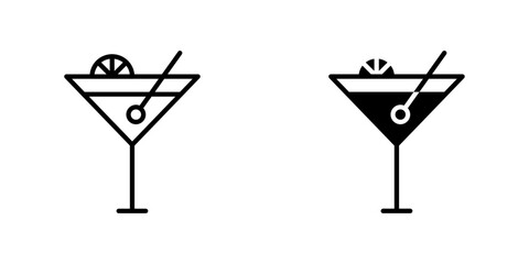Citrus Glass flat Icons in line outline and flat solid style on white background