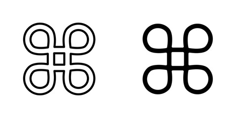 Command flat Icons in line outline and flat solid style on white background