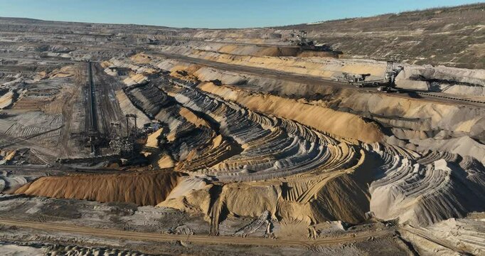 open pit, brown coal mine, lignite mine. Tagebau, Hambach, aerial views.