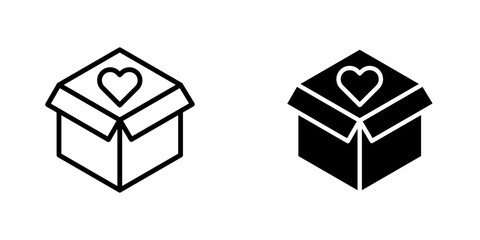 Donation Box flat Icons in line outline and flat solid style on white background