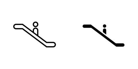 Escalator flat Icons in line outline and flat solid style on white background