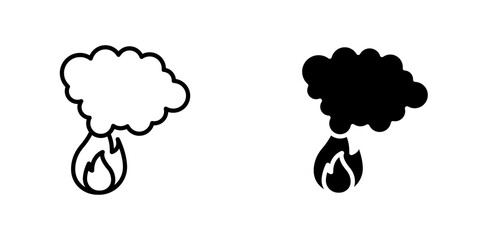 Fire smoke flat Icons in line outline and flat solid style on white background