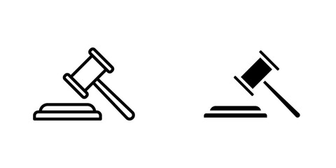 Gavel flat Icons in line outline and flat solid style on white background