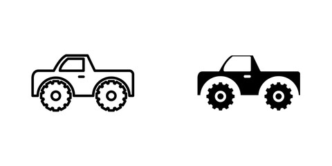 Monster truck flat Icons in line outline and flat solid style on white background © Abstractor