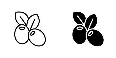 Olive flat Icons in line outline and flat solid style on white background