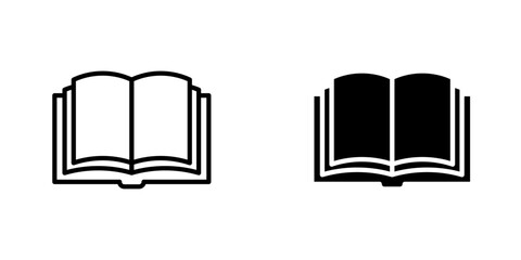 Open Book flat Icons in line outline and flat solid style on white background