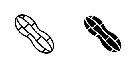 Peanut flat Icons in line outline and flat solid style on white background