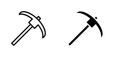 Pickaxe flat Icons in line outline and flat solid style on white background
