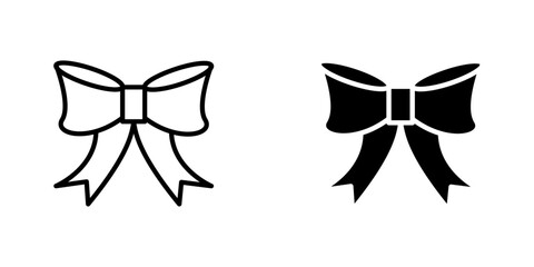 Ribbon flat Icons in line outline and flat solid style on white background