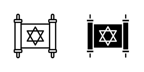 Scroll Torah flat Icons in line outline and flat solid style on white background