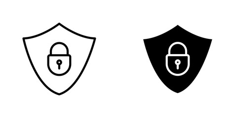 Security flat Icons in line outline and flat solid style on white background