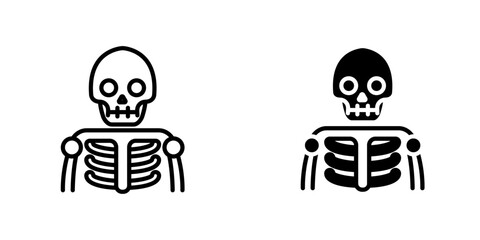 Skeleton flat Icons in line outline and flat solid style on white background