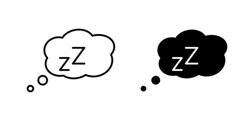 Snooze flat Icons in line outline and flat solid style on white background