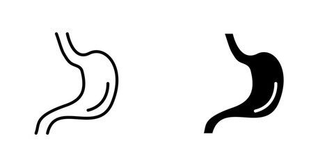 Stomach flat Icons in line outline and flat solid style on white background