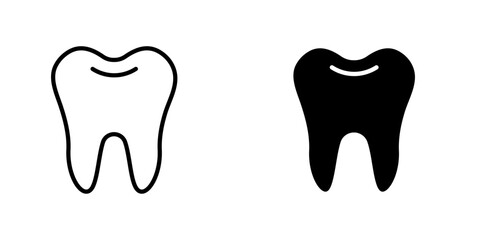 Teeth flat Icons in line outline and flat solid style on white background