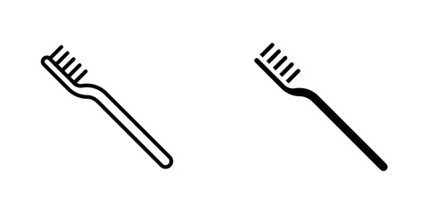 Fototapeta premium Toothbrush flat Icons in line outline and flat solid style on white background