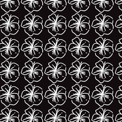 Seamless fabric floral line art flower pattern vector