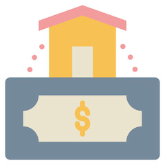 money home loan mortgage finance building flat style icon