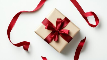 Gift box with red ribbon