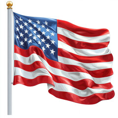 American flag waves proudly, symbolizing freedom and patriotism. Its vibrant red, white, and blue colors evoke sense of national pride and unity