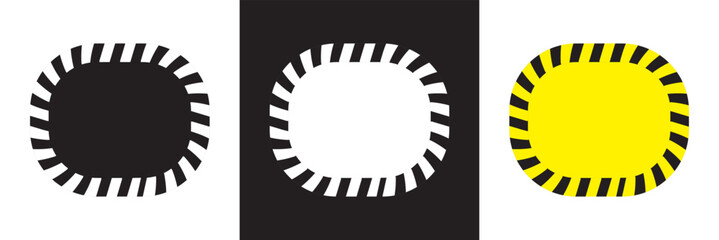 Vector rectangular and square yellow, black and white caution warning tape frame.  Design for app, UI, web. Vector illustration. isolated on white and black background. EPS 10