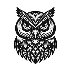 Obraz premium owl bird Engrave vector logo icon design illustration template