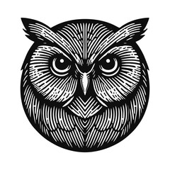 owl bird Engrave vector logo icon design illustration template