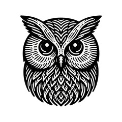 Fototapeta premium owl bird Engrave vector logo icon design illustration template