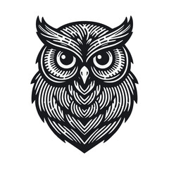 Obraz premium owl bird Engrave vector logo icon design illustration template