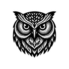 Fototapeta premium owl bird Engrave vector logo icon design illustration template