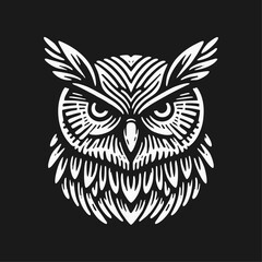 Fototapeta premium owl bird Engrave vector logo icon design illustration template