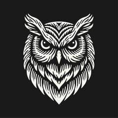Obraz premium owl bird Engrave vector logo icon design illustration template