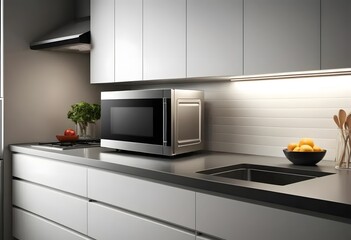 Fototapeta premium Modern Microwave Oven with a Clean and Elegant Design