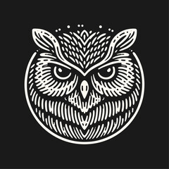 Fototapeta premium owl bird Engrave vector logo icon design illustration template
