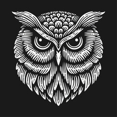Obraz premium owl bird Engrave vector logo icon design illustration template